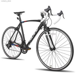 Bikes Ride-Ons US Free Shipping HILAND Road Bike14 Speeds Light Weight Aluminium Frame 700C Racing Bike for Men Women Adult Bicyc L240319