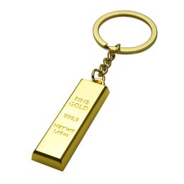 Gold Bar Keychain Pendant Metal Keychains Keyring Car Key Chain Creative Christmas Gift LL