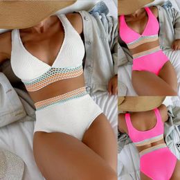 Women's Swimwear Swimsuit Plus Size Bikinis Sets For Women Vintage High Waisted Two Pieces Scalloped Trim One Shoulder Bathing Suit