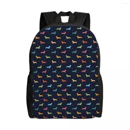 Backpack Multicolour Sausage Dog And Hearts Travel School Laptop Bookbag Dachshund Badger Puppy College Student Daypack Bags