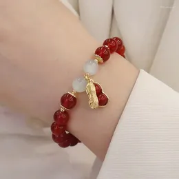 Strand Year Lucky Beaded Bracelet Elegant Red Beads Peanut Pendant Charm Bangle Chinese Style Jewelry For Women Festival Gifts