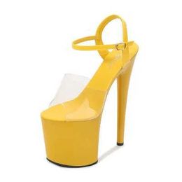 Dress Shoes New Summer Sandals Women Platform Model T Stage Shows Sexy High-Heels 17-20CM Transparent Waterproof Size 34-43 H240321OPTHENVD