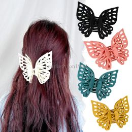 Korean Solid Butterfly Hair Clips for Women Large Hollow Double Layered 5.51 Inch Hair Claw Hairpin Girls Headwear Hair Accessories