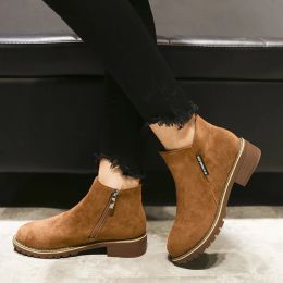 Boots 2022 New Women Boots Autumn Winter Boots Classics Zipper Snow Ankle Boots Faux Suede Woman Shoes Short Boots Ladies