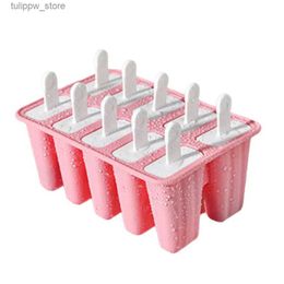 Ice Cream Tools Handmade Silicone 10 Holes Ice Cream Maker Mold with Lid Kitchen Supplies L240319