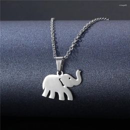 Pendant Necklaces Rinhoo Stainless Steel Cute Elephant Animal Necklace For Women Fashion Silver Colour Clavicle Chain Jewellery