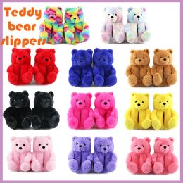 Slippers Designer Bear Indoor Shoes Slides for Female Fun Cute Animal Winter Fur House Women Slipper Ladies Teddy Bear Plush Slippers