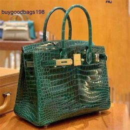 Handbags Crocodile 5a All Hand Sewn Bag Bk30 High Light Bay Skin Womens Luxury Inverted v Lock Luxurys Leather Large Capacity Have Logo K9vz