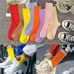 Women Socks Medium Tube Hip-Hop Solid Colour Punk Knitted Street Pile Sock Man