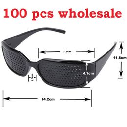 Pinhole Glasses 100 Pcs New Black Unisex Vision Care Pin Hole Glasses Eyeglasses Eye Exerciser Eyesight Vision Improve DHL 4040660
