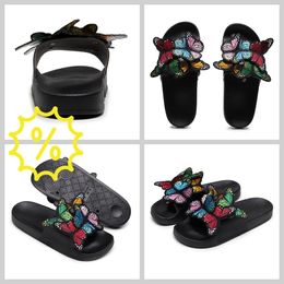 Women Summer Craft Embroidered Three Dimensional Butterfly Slippers GAI sandals fashion heel 2024 embroid Retro New Thick Heels easy matching Extremely Slim cute