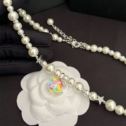Colar de pérolas ajustável para mulheres, colar de pérolas de latão com pingente de prata, presente de aniversário de casamento, joias de alto sentido