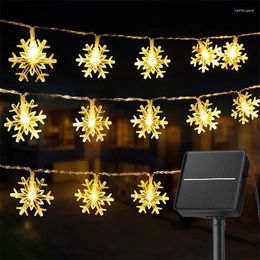 Strings LED Snowflake String Lights 5 Metres 20 Lamps Solar Charging Colourful Light Outdoor Waterproof Yard Decortion For Holiday