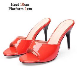 Dress Shoes High Heel Sandals Women 2020 Summer New Slippers Red Fine Patent Leather Open Toe Plus Size Sexy Ladies Banquet5D28 H240321