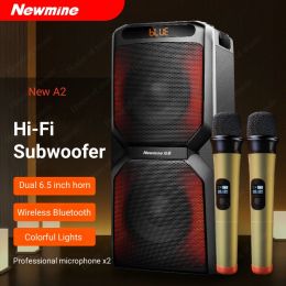 Speakers Portable Outdoors Karaoke Speakers Dual 6.5inch Horns Desktop Subwoofer Speakers with Wireless Mis Family KTV Bluetooth Speaker