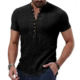 Men's Casual Shirts Thin Men Button-down Shirt Button-up Cotton Linen Collection Breathable Summer For Daily