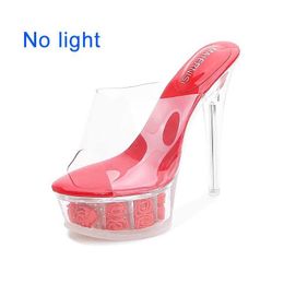 Dress Shoes Crystal Slippers Women Super High Heels Plus Size Catwalk Transparent Sandals Pole Dance Platform Wedding H240321