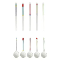 Spoons 5 Pcs Macaron Color Ceramic Chopsticks Gift Box INS Kawaii Spoon Set Anti Mildew Non-slip