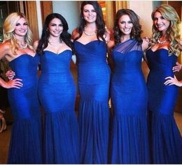 Royal Blue Mermaid Sexy Bridesmaid Dresses 2018 Sweetheart Ruched Floor Length Maid of Honour Gowns Formal Wedding Party Gowns Cust9594207