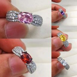 Shaped Pigeon Egg 6X8 Oval Luxury Surrounding Female Full Diamond Index Finger Ring