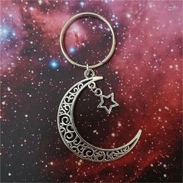 Keychains Antique Silver Colour Crescent Moon Keychain Simple Creative Gift For Girl Star Boho