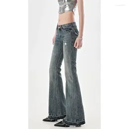 Women's Jeans 2024 High Street Spicy Girls Low Waist Women Autumn Vintage Y2k Design Sense Slim Fit Straight Tube Micro Flare Pants