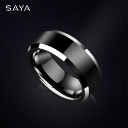 Rings Men Black Tungsten for Thumb Couple Rings High Polished Comfort Fit Wedding Band Gift Party, Free Shipping, Customised