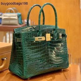 Designer Bags Womens Handbags All Hand Sewn Bk30 High Light Bay Crocodile Skin Luxury Inverted v Lock Handbag Large Capacity