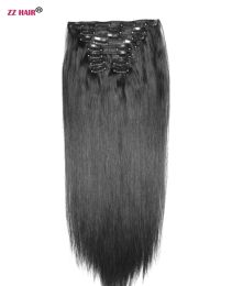 Extensions ZZHAIR 260g400g 16"26" Machine Made Remy 10pcs Set Clips In Human Hair Extensions Whole Head Natural Straight