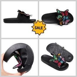 Women Summer Craft Embroidered Three Dimensional Butterfly Slippers GAI sandals fashion heel 2024 embroid Retro New 3D Butterfly Slippers bigsize36-41