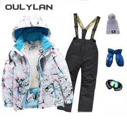 Suits New Children's Ski Suit Set Thickened Snow and Wind Proof Professional Waterproof Ski Coat Pants for Boys and Girls with