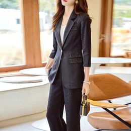 Women's Two Piece Pants Spring And Summer Business Suit Fashion Temperament Style Front Desk Jewelry Store Beauty Salon Workwear Leg