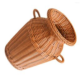 Vases Imitation Rattan Vase Flower Container Woven Basket Plant Flowerpot Plastic Creative Vintage Decor