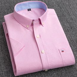 Size S -7XL Men Shirt Short Sleeve 100% Cotton Oxford Soft Comfortable Regular Fit Quality Summer Business Man Casual Shirts 240306