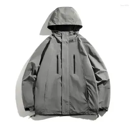 Men's Jackets Black Camping Jacket Spring Men Windbreak Coat Plus Size 3XL Fashion Casual Waterproof Male Solid Colour Hooded Outerwear