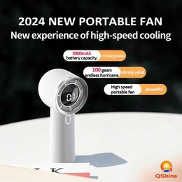 Electric Fans New 3000mAh 100 Gear High Speed Handheld Fan Cooler Portable Air Conditioning Portable Fan Charging Mini Air ConditioningY240320