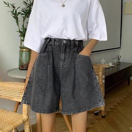 Women's Pants Wide Leg Rolled Edge Denim Shorts For Women With High Waist Versatile Loose And Slim A Line Thin Style