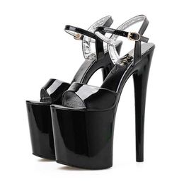 Dress Shoes Voesnees 2021 Women Fish Toe Black White Sexy Super High Heels Sandals Model T Station 20CM Stage Catwalk H240321W3KIQS0V