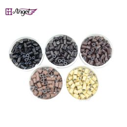 Tubes Angels 1000pcs 4.0*2.8*5.0mm Silicone Copper Hair Beads Microlinks Micro Rings Tubes Hair Extensions Tools Accessories #Brown