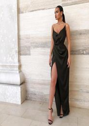 Sexy High Side Split Black Prom Dresses 2019 New Sweetheart Ruched Long Maid of Honour Party Gowns4592468