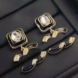 High Quality Designer Earrings Diamond Letter Studs Women Brand Jewellery Sier Stainless Steel Earring Womens Birthday Gifts Tidal Design