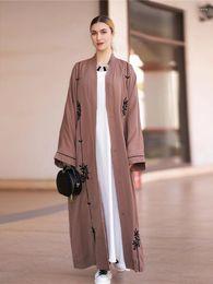 Ethnic Clothing Eid Kimono Abaya Embroidery Dubai Luxury Turkey Party Muslim Hijab Dress Open Abayas For Women With Belt Ramadan Islamic