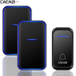 Doorbells CACAZI smart home wireless doorbell waterproof 1 button 1 2 receiver US EU UK AU plug call doorbell wireless ringtoneY240320