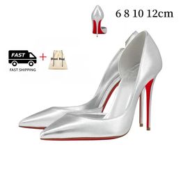 Designer Sandals Women High Heel Shoes Red Shiny Bottoms 8Cm 10Cm 12Cm Thin Heels Black Nude Patent Leather Woman Pumps With Dust Bag 216