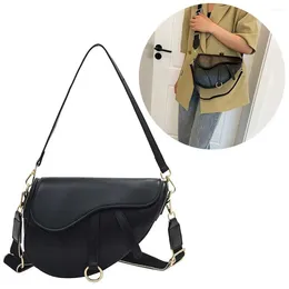 Shoulder Bags PU Leather Small Crossbody Bag Two Straps Women Mini Hobo Saddle Solid Colour Ladies Top Handle