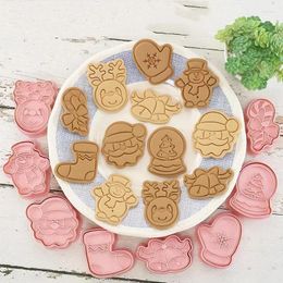 Baking Moulds Kitchen Tools 8Pcs/Set DIY Cartoon Biscuit Mould Christmas Cookie Cutters Plastic Cake Decor
