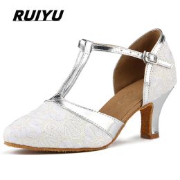 shoes Latin Shoes Salsa Tango Ballroom Party Wedding Women's Heels White Pink Gold Girls Dance Sneakers Summer Outdoor Closed Toe