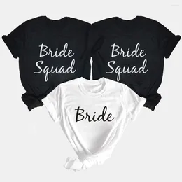 Women's T Shirts Bride And Squad Tshirt Funny Women Short Sleeve Bachelorette Party Tee Shirt