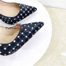 Dress Shoes Shiny Rhinestone Party High Heels Elegant Women Prom Single 12CM Fashion Models Green Pointed Toe Pumps 2024 Designer NewIFAW H240321