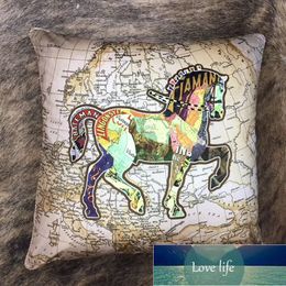 Quaitly Exquisite Duplex Printing Living Room Pillows Netherlands Velvet Horse Leisure Decoration Square Cushion Lumbar Pillow with Core